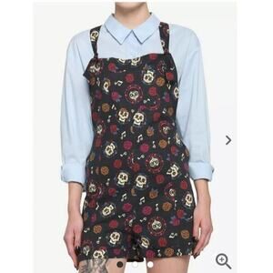 NWOT DISNEY PIXAR Coco Sugar Skull Linen Blend Overalls Plus Size 1